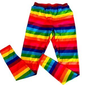 HDE Mid Rise Legging Womens M Multi Colored Striped Elastic Waist Rainbow Casual